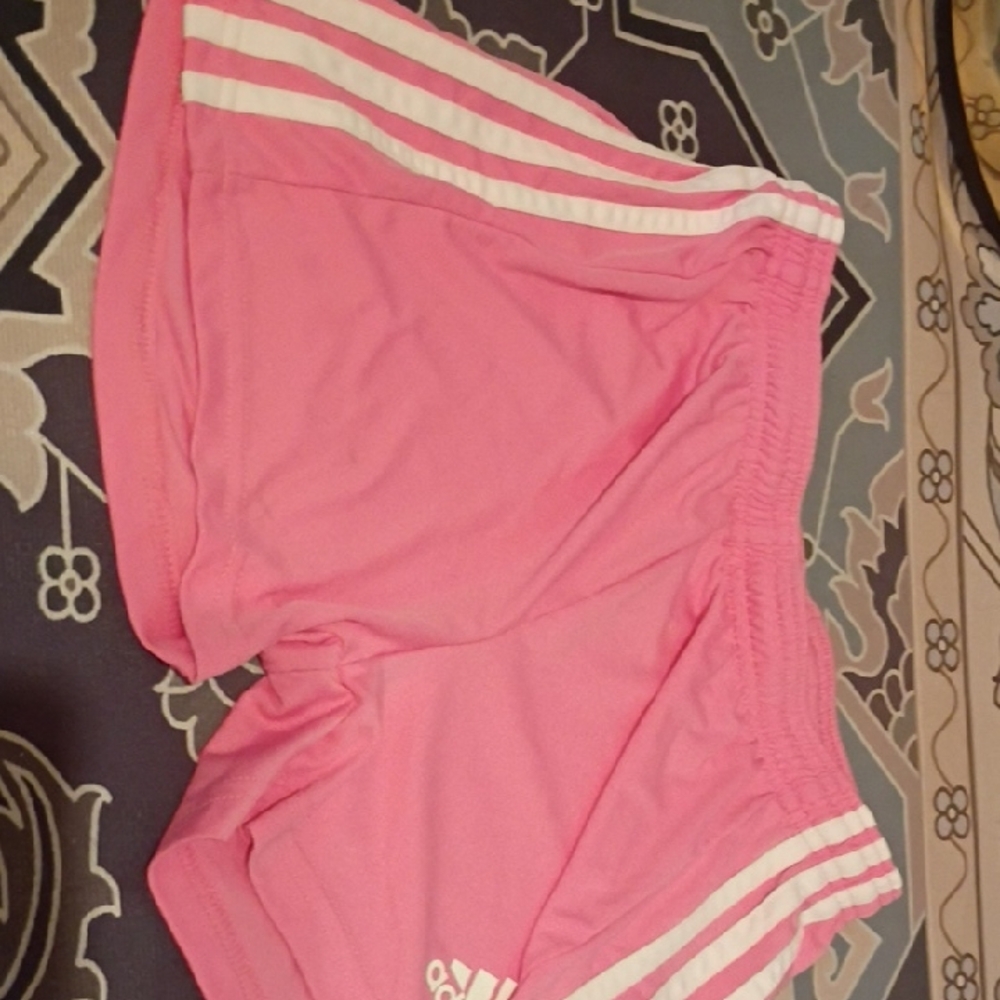 Adidas Women's Pink Striped Athletic Shorts